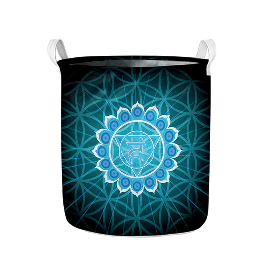 Vishuddha Chakra Spiritual Print Collapsible Laundry Basket