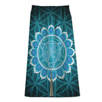 Vishuddha Chakra Spiritual Print Cotton Front Slit Maxi Skirt