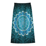 Vishuddha Chakra Spiritual Print Cotton Front Slit Maxi Skirt