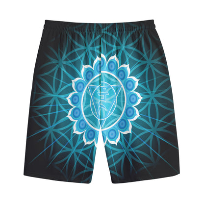 Vishuddha Chakra Spiritual Print Cotton Shorts