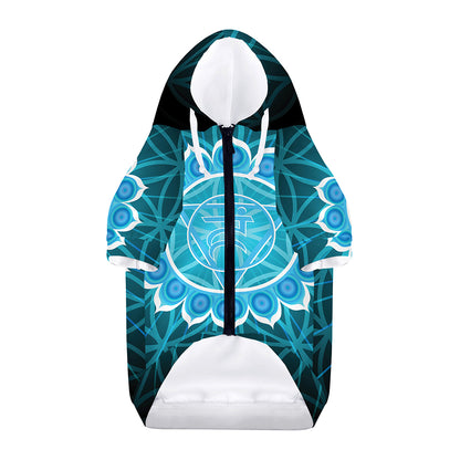 Vishuddha Chakra Spiritual Print Dog Zip Up Hoodie