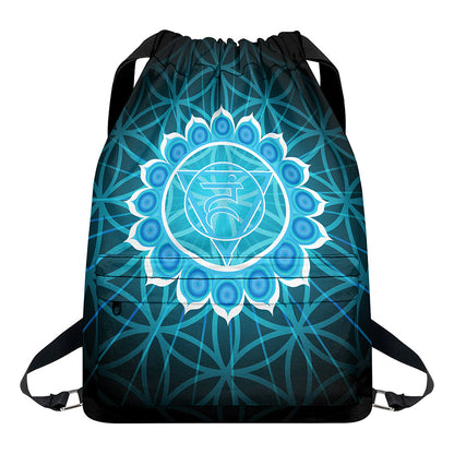 Vishuddha Chakra Spiritual Print Drawstring Backpack