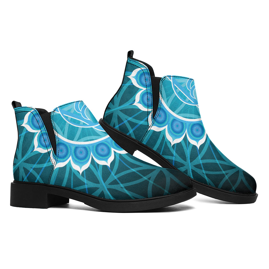 Vishuddha Chakra Spiritual Print Flat Ankle Boots