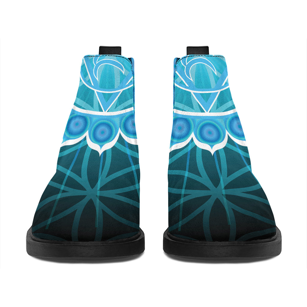 Vishuddha Chakra Spiritual Print Flat Ankle Boots