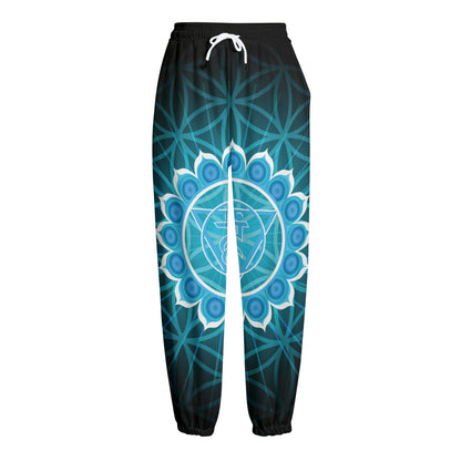 Vishuddha Chakra Spiritual Print Fleece Lined Knit Pants