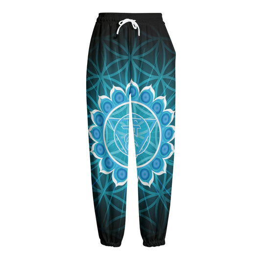 Vishuddha Chakra Spiritual Print Fleece Lined Knit Pants