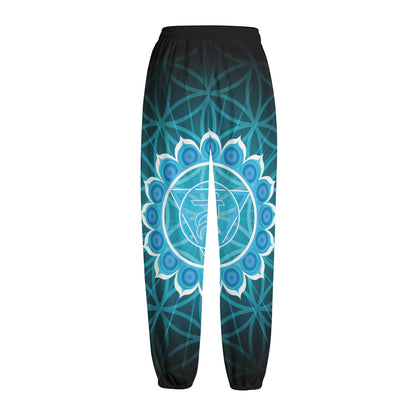 Vishuddha Chakra Spiritual Print Fleece Lined Knit Pants