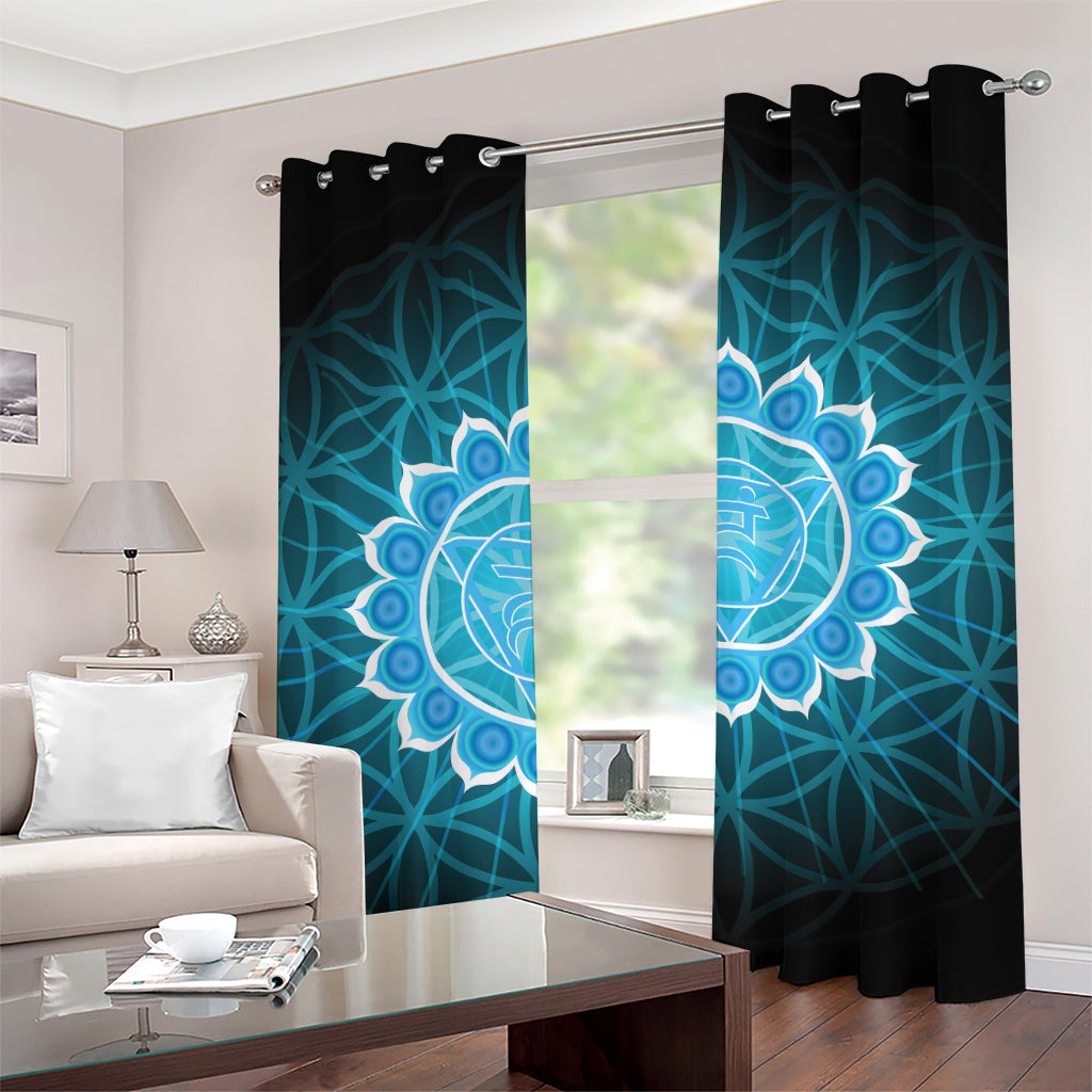 Vishuddha Chakra Spiritual Print Grommet Curtains