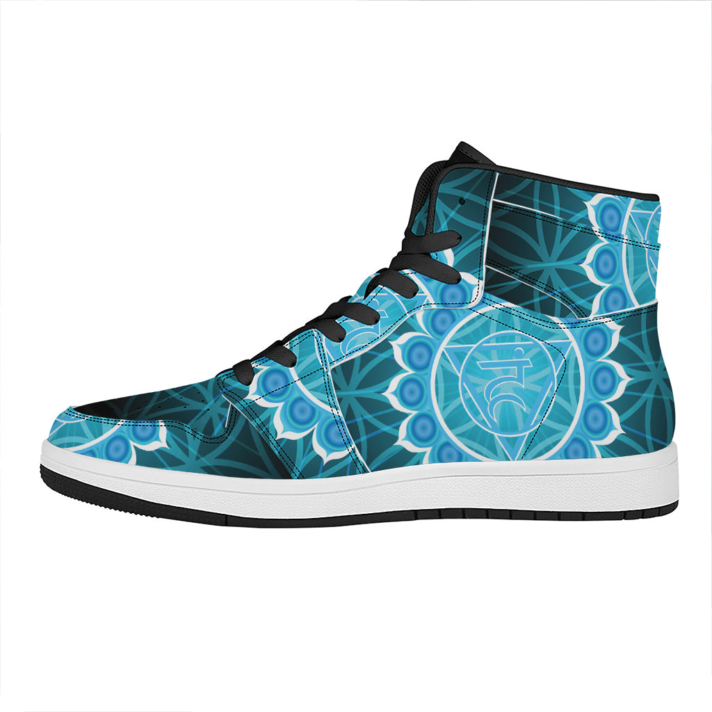 Vishuddha Chakra Spiritual Print High Top Leather Sneakers