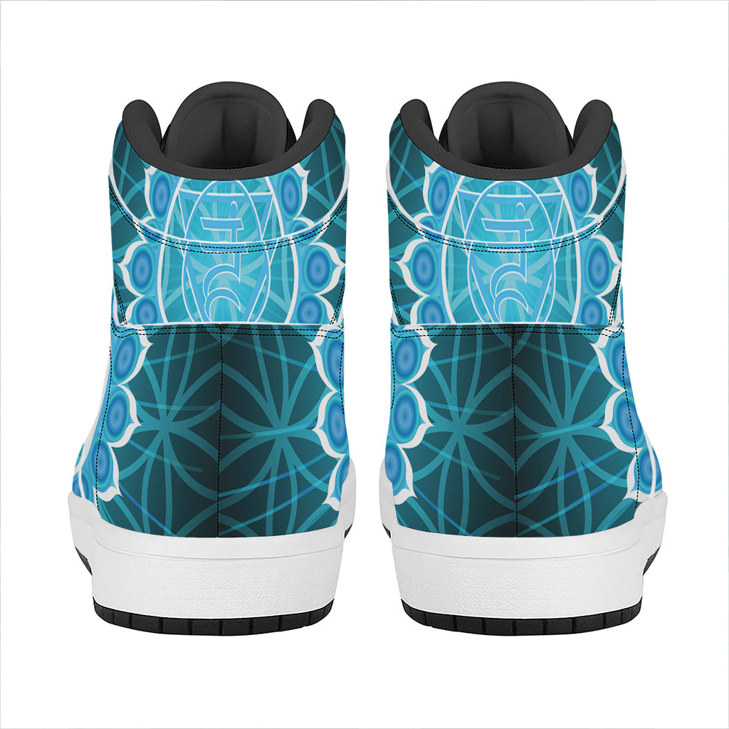 Vishuddha Chakra Spiritual Print High Top Leather Sneakers