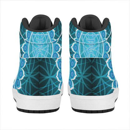 Vishuddha Chakra Spiritual Print High Top Leather Sneakers