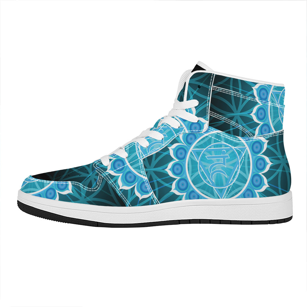 Vishuddha Chakra Spiritual Print High Top Leather Sneakers
