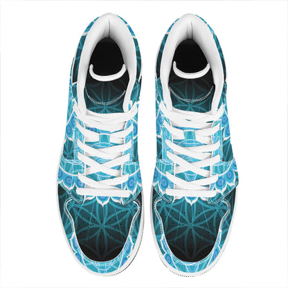 Vishuddha Chakra Spiritual Print High Top Leather Sneakers