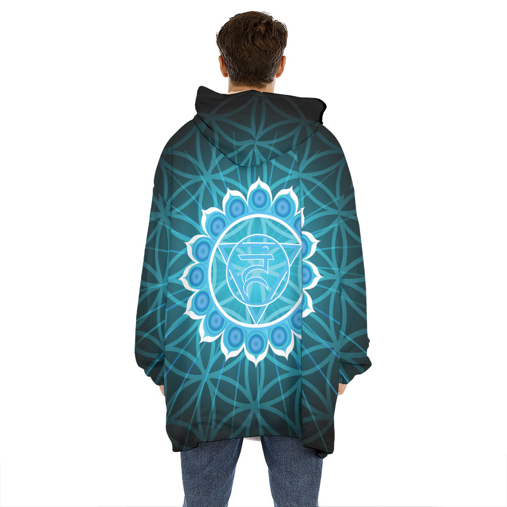 Vishuddha Chakra Spiritual Print Hoodie Blanket