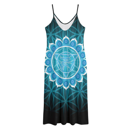 Vishuddha Chakra Spiritual Print Jersey Midi Cami Dress