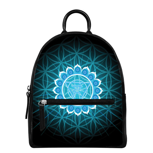 Vishuddha Chakra Spiritual Print Leather Backpack