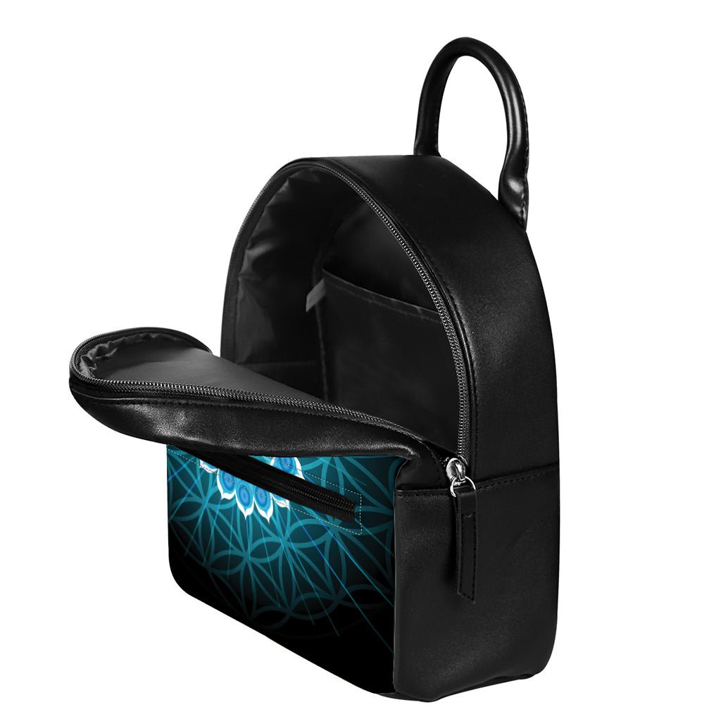 Vishuddha Chakra Spiritual Print Leather Backpack