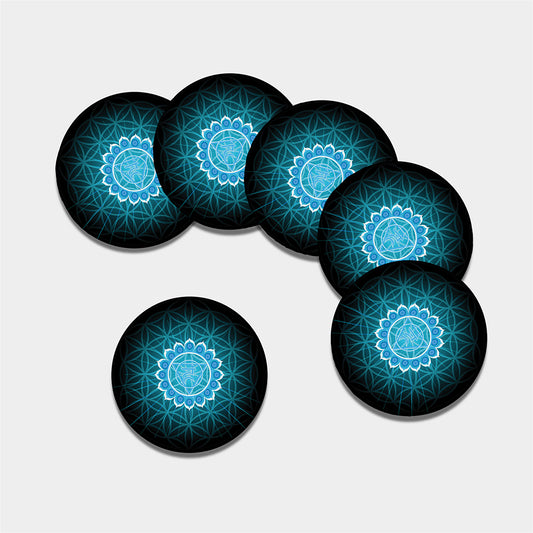 Vishuddha Chakra Spiritual Print Leather Coaster Set