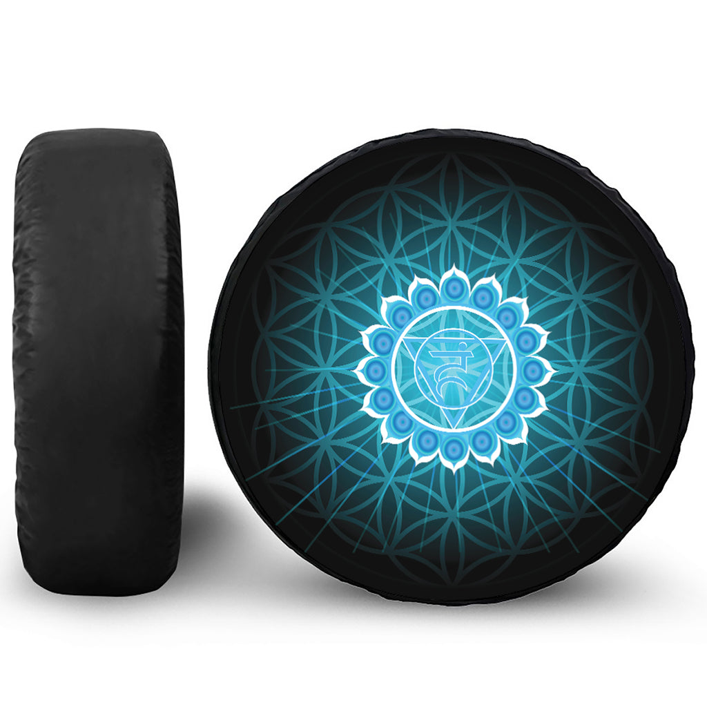 Vishuddha Chakra Spiritual Print Leather Spare Tire Cover