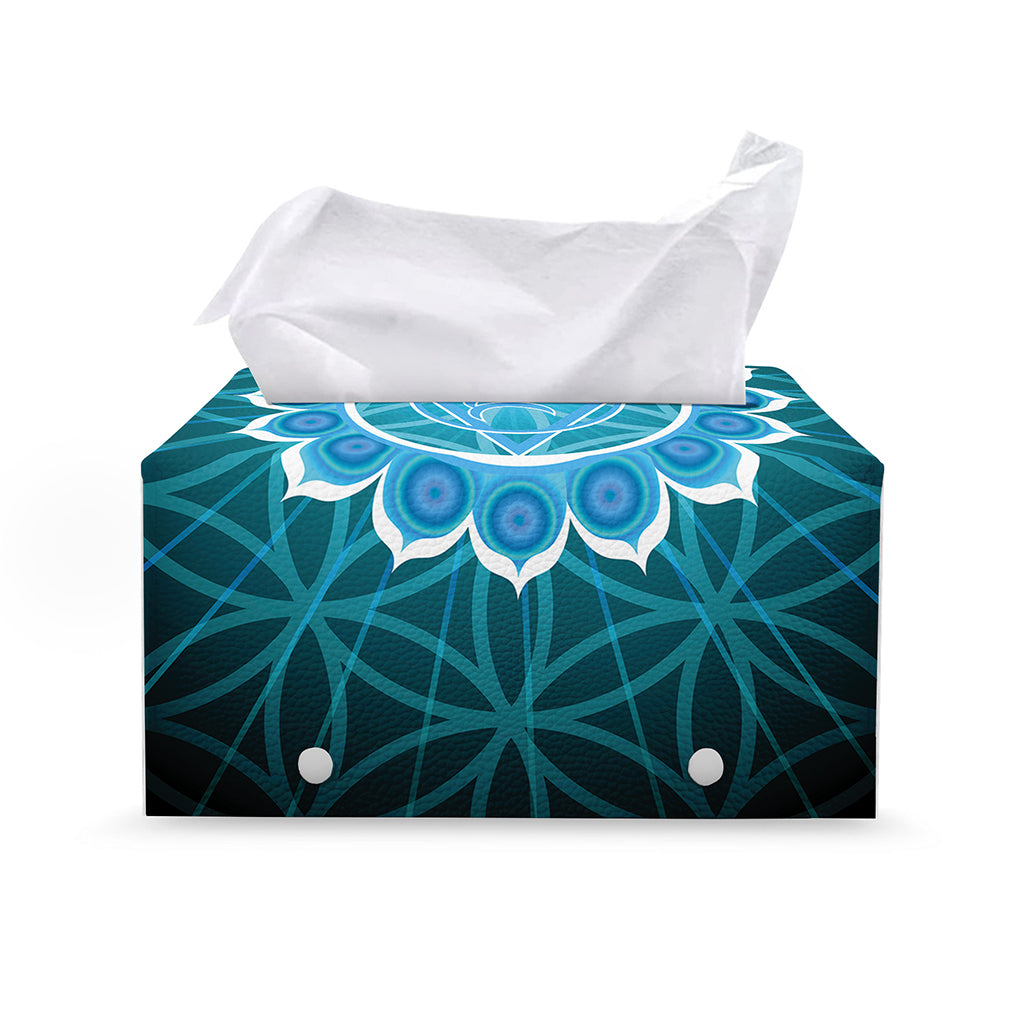 Vishuddha Chakra Spiritual Print Leather Tissue Box Cover