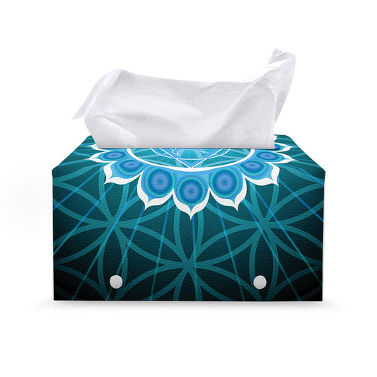 Vishuddha Chakra Spiritual Print Leather Tissue Box Cover
