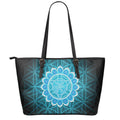 Vishuddha Chakra Spiritual Print Leather Tote Bag With Zipper