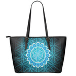 Vishuddha Chakra Spiritual Print Leather Tote Bag