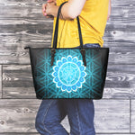 Vishuddha Chakra Spiritual Print Leather Tote Bag