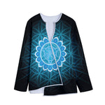 Vishuddha Chakra Spiritual Print Long Sleeve Short Coat