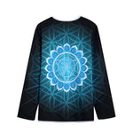 Vishuddha Chakra Spiritual Print Long Sleeve Short Coat