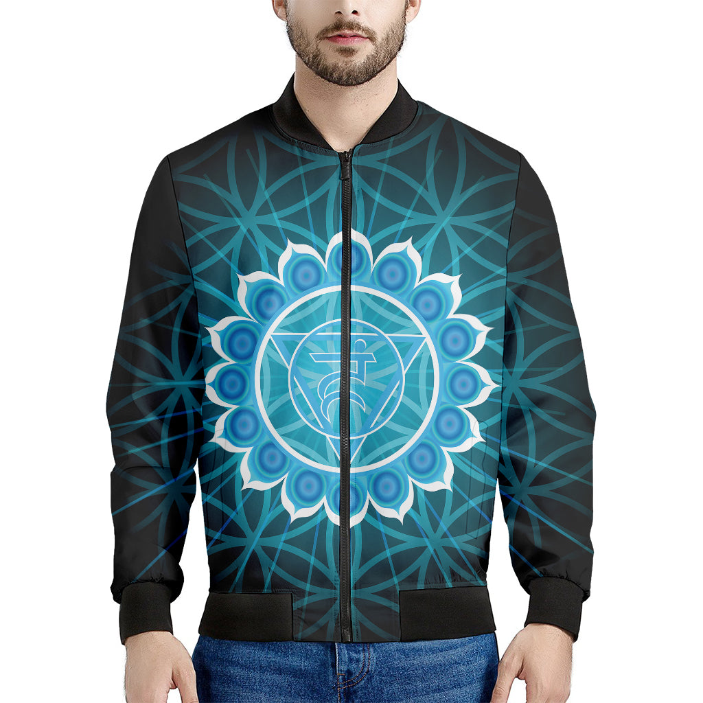 Vishuddha Chakra Spiritual Print Men's Bomber Jacket