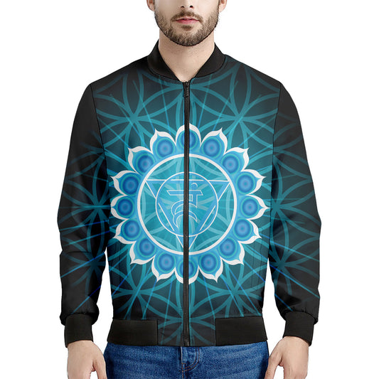 Vishuddha Chakra Spiritual Print Men's Bomber Jacket