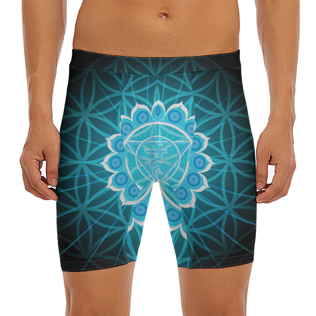 Vishuddha Chakra Spiritual Print Men's Long Boxer Briefs