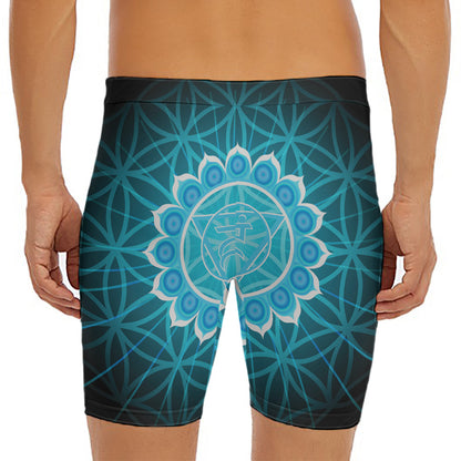 Vishuddha Chakra Spiritual Print Men's Long Boxer Briefs