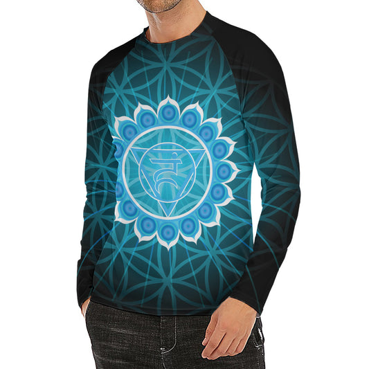 Vishuddha Chakra Spiritual Print Men's Long Sleeve Rash Guard