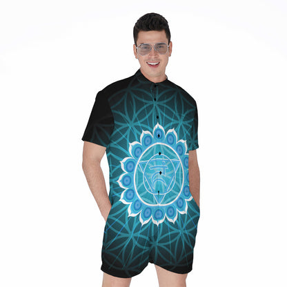 Vishuddha Chakra Spiritual Print Men's Rompers