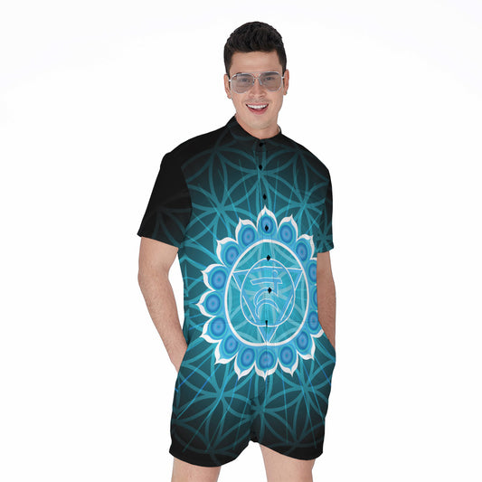 Vishuddha Chakra Spiritual Print Men's Rompers