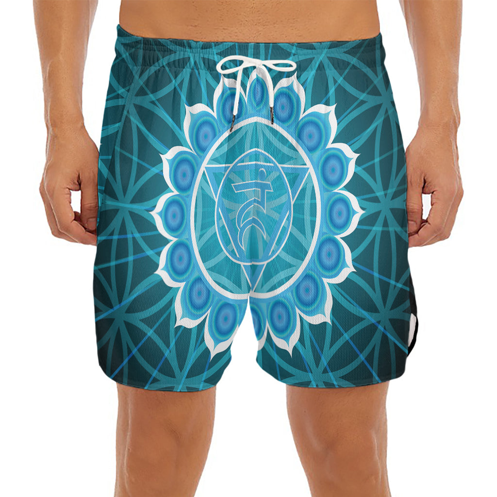 Vishuddha Chakra Spiritual Print Men's Split Running Shorts