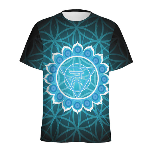 Vishuddha Chakra Spiritual Print Men's Sports T-Shirt