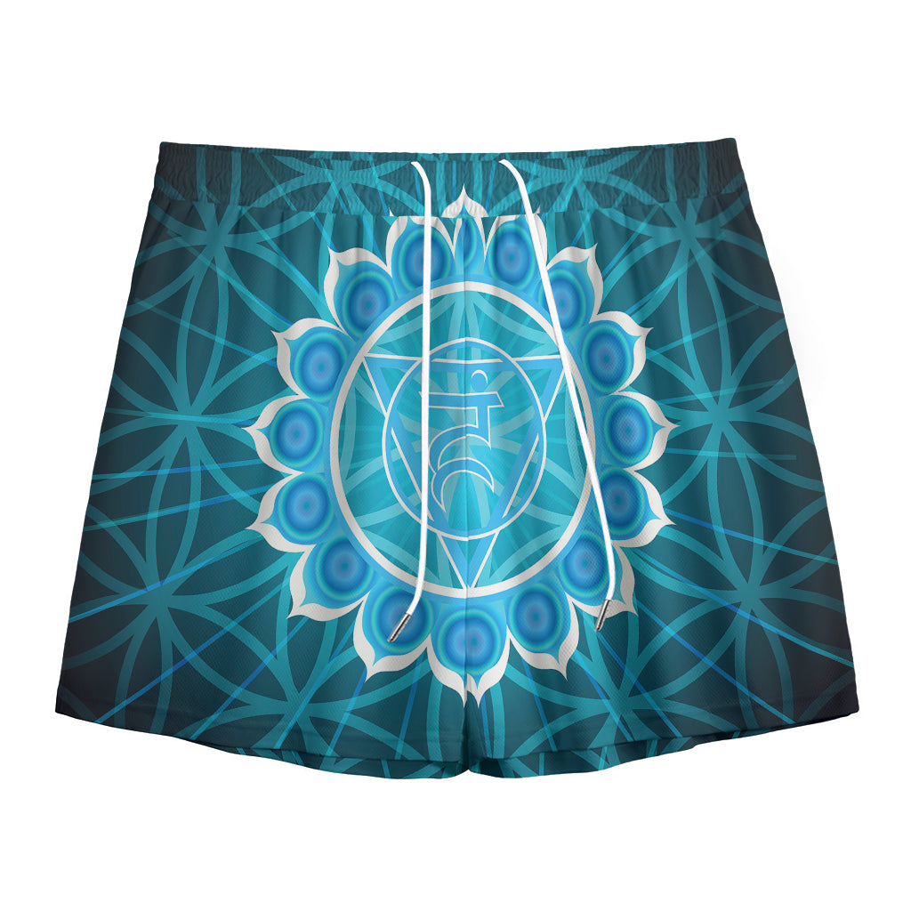 Vishuddha Chakra Spiritual Print Mesh Shorts