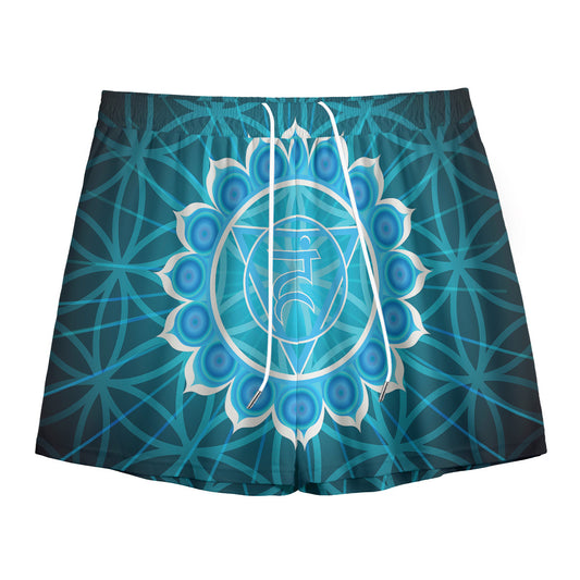 Vishuddha Chakra Spiritual Print Mesh Shorts