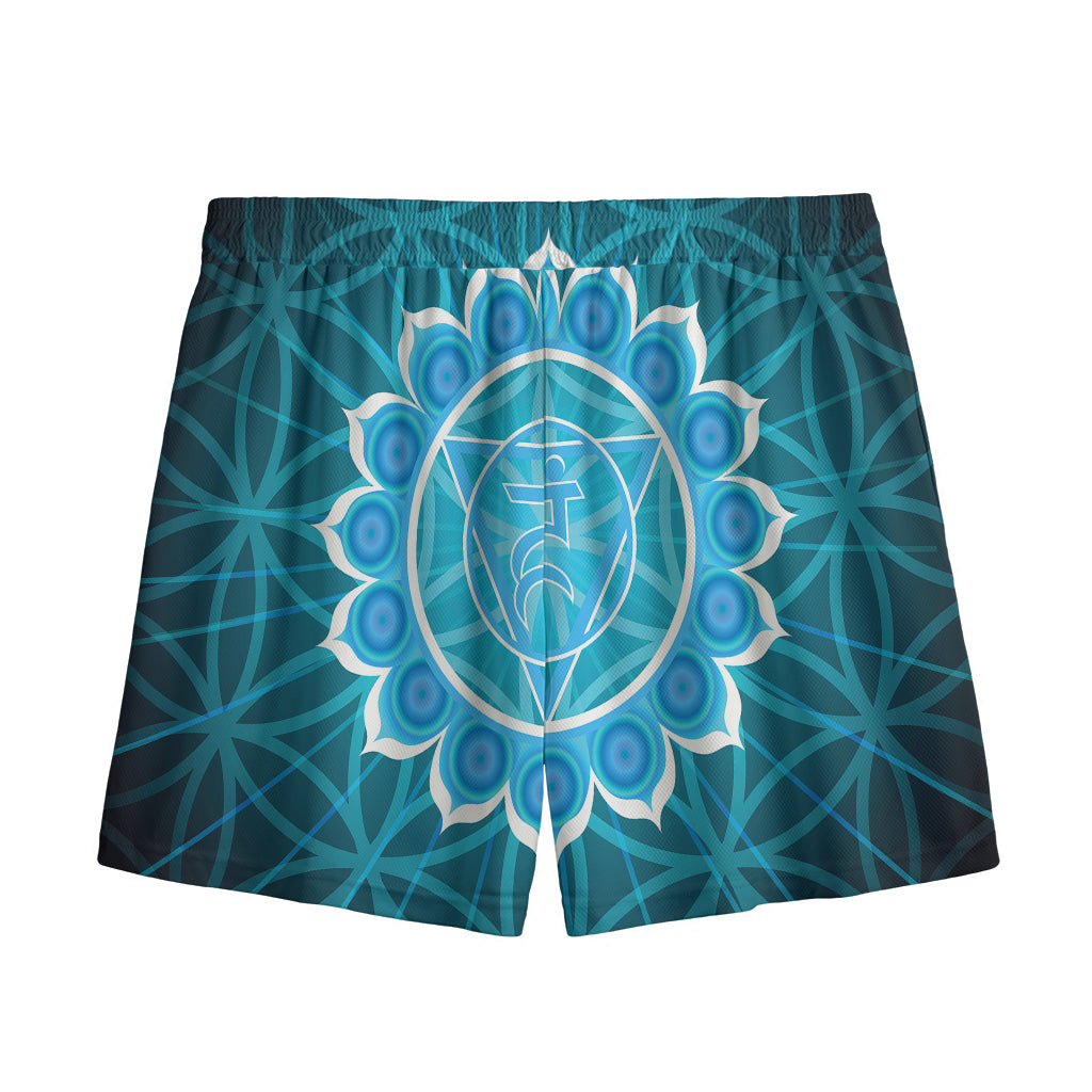 Vishuddha Chakra Spiritual Print Mesh Shorts