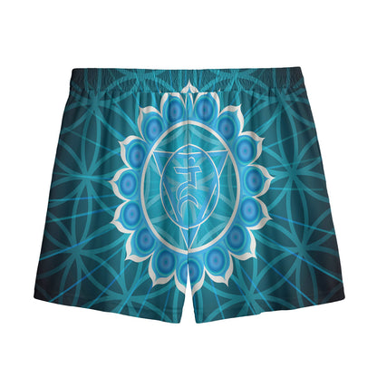 Vishuddha Chakra Spiritual Print Mesh Shorts