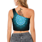 Vishuddha Chakra Spiritual Print One Shoulder Crop Top