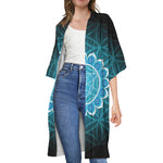 Vishuddha Chakra Spiritual Print Open Front Beach Cover Up