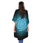 Vishuddha Chakra Spiritual Print Open Front Beach Cover Up