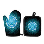Vishuddha Chakra Spiritual Print Oven Mitt And Pot Holder Set