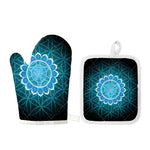 Vishuddha Chakra Spiritual Print Oven Mitt And Pot Holder Set