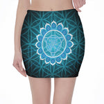 Vishuddha Chakra Spiritual Print Pencil Mini Skirt