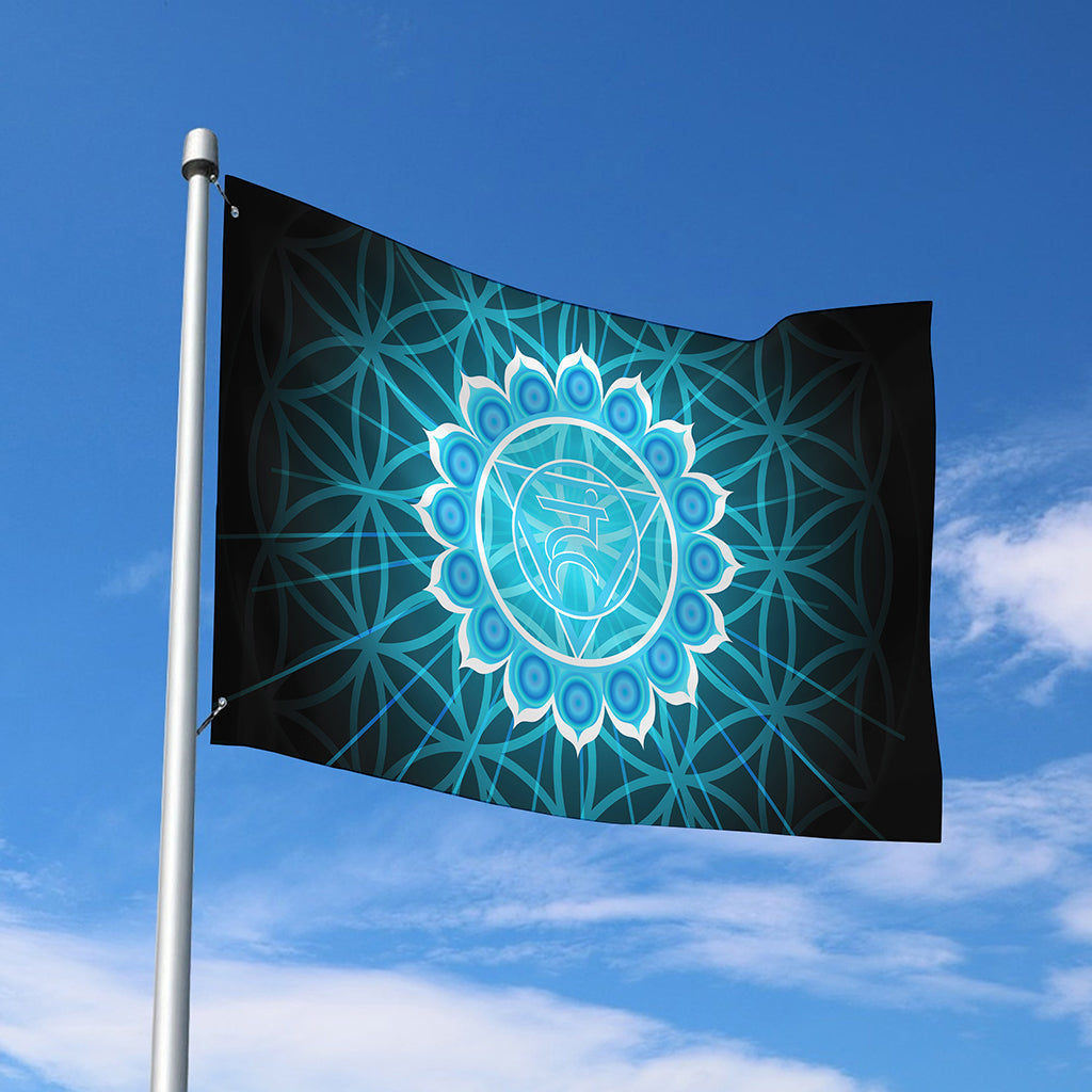 Vishuddha Chakra Spiritual Print Polyester Flag